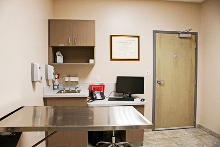 Veterinary hospital exam room
