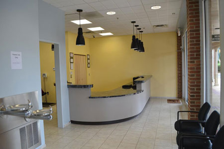 Veterinary hospital reception area