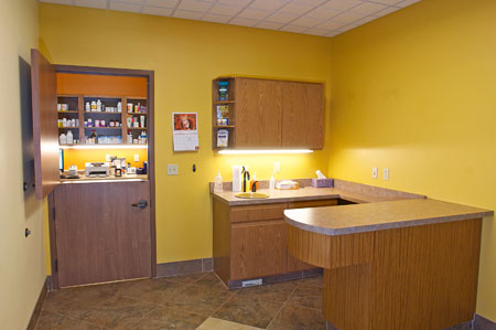 Veterinary hospital exam room