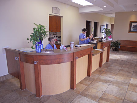 Veterinary hospital reception area