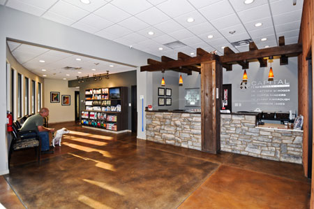 Veterinary hospital reception area