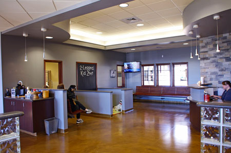 Veterinary hospital reception area