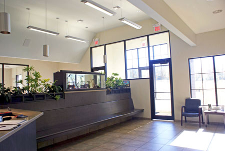 Veterinary hospital reception area