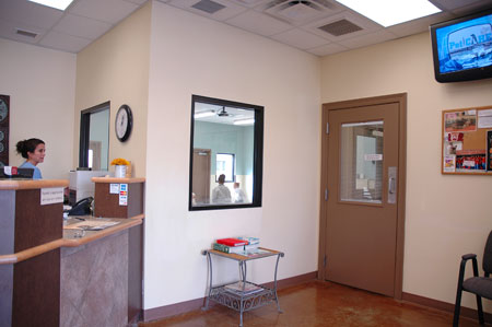 Veterinary hospital reception area
