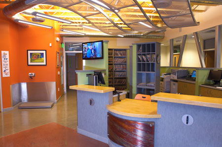 Veterinary hospital reception area