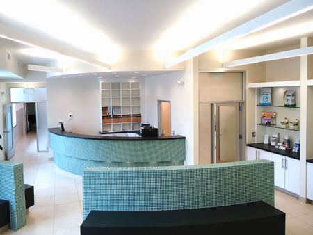 Veterinary hospital reception area